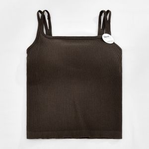 เสื้อกั๊กผ้าไหมลายไม้แดง S42 เสื้อกั๊กผ้าไหมทรงเข้ารูปคอเหลี่ยมพร้อมสายเดี่ยวสองข้างและถุงน้ำหนึ่งในตัวสำหรับฤดูใบไม้ผลิและฤดูร้อน