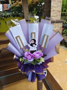 Buket Hari Guru Kombinasi Tempat Uang Dan Snack Kosongan/ Kerangka Buket Mix Murah Gratis Kartu Ucapan Kado Bunga Kertas