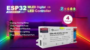 MJJC(MJJC MALAYSIA) | GLEDOPTO ESP32 WLED LED Strip Light Controller with 4 Outputs Ethernet Microphone UART Energy Saving Relay 20A Pluggable Fuse