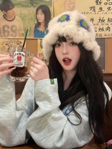 Cute Furry Rabbit Fur Lion Hat Female Autumn and Winter Warm-Keeping and Cold-Proof 2024 New Arrival Easiest for Match Face Small Woolen Cap