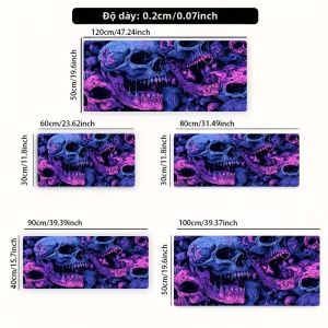 VIKAMA Dark Gothic Skull Lớn Gaming Mousepad Chống Trơn Trượt Màu Tím/Xanh Khói Nghệ Thuật Để Bàn Tấm Lót Bàn Phím Cho Máy Tính Để Bàn Phụ Kiện