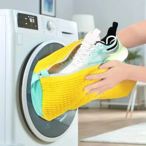 รองเท้าเครื่องซักผ้ากระเป๋าซิปที่มองไม่เห็นเปิดด้านข้างรองเท้าซักรีดกระเป๋ารองเท้าผ้าใบReusableรองเท้าทําความสะอาดกระเป๋าสําหรับทุกขนาด