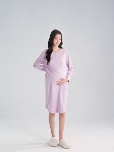 SHI YUE JIE JING | Padded Nursing Maternity Nightdress With Front Opening