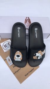 Sandal Has Papis Wanita Double Logo - Sendal Selop Wanita Terbaru Kekinian - HUSH PUPPIES SLIDE (Made in Indonesia) - Pu Leather Sablon Premium - Nyaman & Ringan - Tersedia Ukuran 36-43