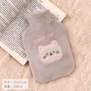 Hand Warmer 2023 Cute Plush Embroidery Hot Water Bag Large Capacity Baby Fleece Thickened Hot-Water Bag Water Injection Hand Warmer