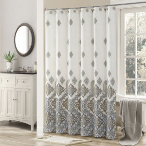 Waterproof Bath Curtain with Elegant Dots Polyester Design