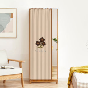 Mirror Shade Curtain Punch-Free Slide Rail Bedroom Dressing Table Anti-Dust Curtain Glass Door Cover Cloth Dressing Floor Mirror Curtain
