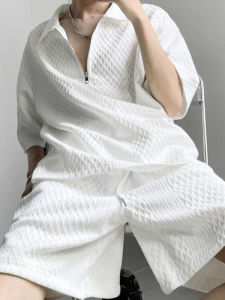 Bộ Đồ Thể Thao Thường Ngày Mùa Hè Cho Nam Cỡ Lớn Có Cổ Polo Khóa Kéo Tay Ngắn Quần Short Thời Trang Nhẹ