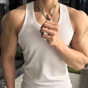 American Style Training Fitness Muscle Tank Top Mens Tight Fit Sweat Absorbent Summer Heavyweight Chunky Thread Sportswear