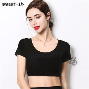 Summer New High Waist Short Sleeve Mesh Base Shirt Womens Short Length Large Size Pure Color T-Shirt Inner Wear Top
