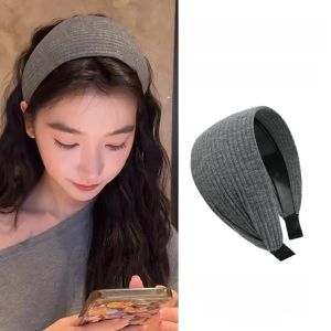 Golicc Knitted Wide Edge Hairband Womens High Hairline New 2025 Stylish Hair Accessories Korean Style Alloy Silver Gold