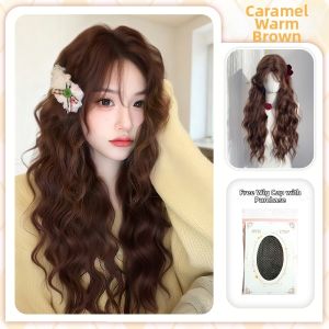 SHANGE | Autumn & Winter Caramel Chestnut Color Soft Wavy Long Curly Wig Full Cap