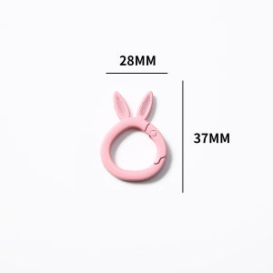 Macaron Pastel Color Bunny Ear Spring Open O Rings Cartoon Rabbit Shape Spring Snap Rings Metal Clasp Hooks for Purse Backpack