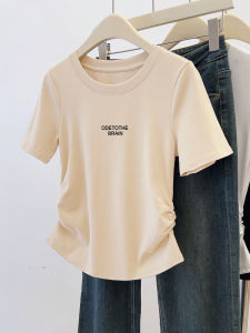 Áo Thun Cotton Cổ Tròn Tay Ngắn Mùa Hè Phong Cách Hàn Quốc Thời Trang Nữ Dáng Ôm Màu Trơn in Họa Tiết Áo Thun Thường Ngày