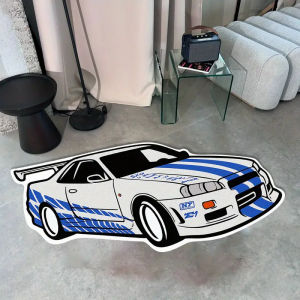 VIKAMA Stylish Sports Car Rug - Insulating Warm Non-Slip Bedroom Entrance Mat Bedside Rug Living Room Sofa Rug Home Decor