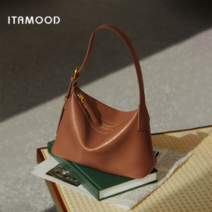 ITAMOOD ผู้หญิงใต้วงแขนกระเป๋าสําหรับทํางานเดินทางผัก Tanned Top Grain Cowhide กระเป๋าสะพายข้างความจุขนาดใหญ่ของขวัญแฟน