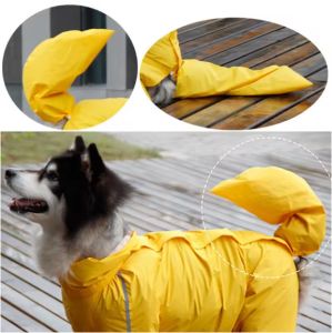 HATELI Large Dog Raincoat Fully-Covered Hooded Waterproof Reflective Dogs Rain Jacket with Removable Tail Cover Pet Clothes for Medium Large Dogs Husky Samoyed Golden Retriever Labrador Dog Poncho