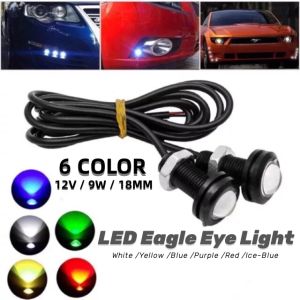 1pcs 18MM 9W Car Motorcycle LED Eagle Eye Light Car Fog DRL Day time Reverse Parking Signal Yellow Amber Blue White Red Eagle Eye Light LED