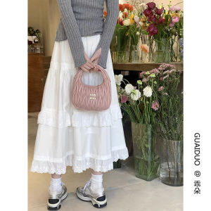 Váy Dài Chữ a Ren Màu Trắng Ngọt Ngào Phong Cách Hàn Quốc Váy Midi Chữ a Phong Cách Ngọt Ngào Mùa Xuân Thu Váy Dài