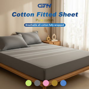 CTH Premium Cotton Plain Bedsheet With 2 Pillowcase Single/Queen/King Size Fitted Bedsheet Plain Color床单