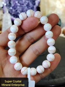 Natural Top Grade Caribbean One-Line Queen Conch Shell Beads Bracelet SQC02 #QueenConch #supercrystal