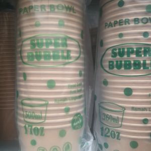 Paper Bowl Kraft 12172227 OZ merk Super Bubble/warna coklat/isi 25pcs/mangkok es / mangkok bakso / mangkok tahan panas