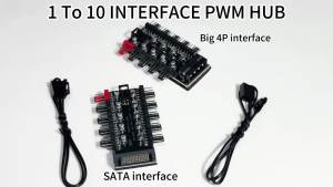 1-10 Cổng 4Pin Quạt PWM Hub Nguồn SATA Bộ Chia Điều Khiển Nhiệt Độ Thông Minh Cho Quạt Làm Mát Vỏ PC