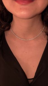 YLMyself 925 Sterling Silver Tennis Necklace - 2mm Cubic Zirconia Pave 41CM (16 Inch) Wedding Engagement Choker Jewelry
