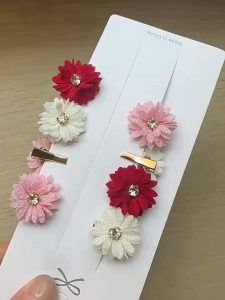 Kẹp Tóc Hoa Cúc Mini 2.5cm Màu Hồng Trắng Dễ Thương LILA KEPHN038