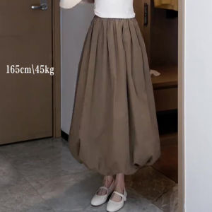 กระโปรงทรงดอกไม้เอวสูง Oajer Flagship Store เดรสยาวคลุมเข่าสไตล์เกาหลีสุดหรูหราสำหรับผู้หญิงในช่วงต้นฤดูใบไม้ผลิ