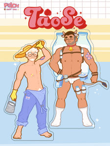 Double-Sided Transparent Thickened Acrylic Standee Desktop Ornaments PEAACH Peach&Fafa Cartoon Character Figurines