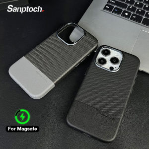 Sanptoch For Magsafe Leather Classics Phone Case For iPhone 15 14 13 Pro Max Luxury Skin-friendly Back Cover For iPhone 15 Pro Max Military Drop Protection Casing