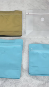 Kemasan Ziplock Bubuk/Biji Kopi Square Flat Bottom Wave Non Valve dan Valve Warna | Ziplock Flat Bottom Alumunium foil Non Valve Packaging Kopi | Standing Pouch Gusset