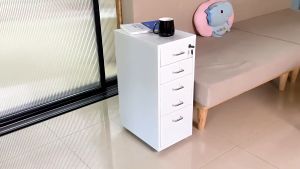 Metal Chest of Drawers Home Office Locking File Cabinet Storage Cabinet with Wheels Portable