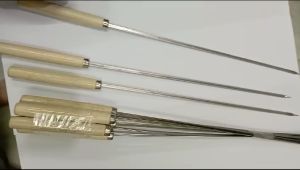 PERLENGKAPAN ACARA TAHUN BARU BBQ BAKAR DAGING BAKSO TUSUK SATE STAINLESS BESI STICK SKEWER 35CM