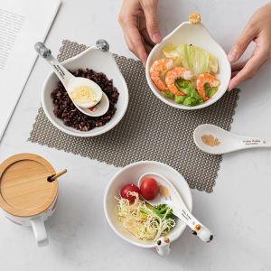 Japanese Export Ceramic Cat Hapins New Arrival Cat Hot Pot Bowl Sauce Bowl Kids Dessert Cute Salad Bowl