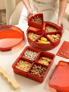 Dried Fruit Tray For Home Living Room Coffee Table Snack Candy Nut Box with Lid Sealed Partitioned Wedding Housewarming Fruit Plate