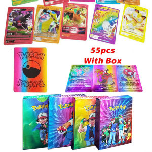Bandai | 55Pcs Pokemon Gold/Rainbow/Black Foil Cards Golden Letter English Spanish Game Card Charizard Vmax Gx Series Kid Collection Gift
