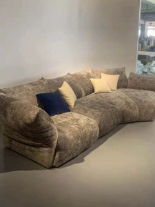 Modern Minimalist Italian Style Sofa Petal Shape Velvet Fabric Large Flat Layer Arc Corner Popular Model Comfortable Living Room