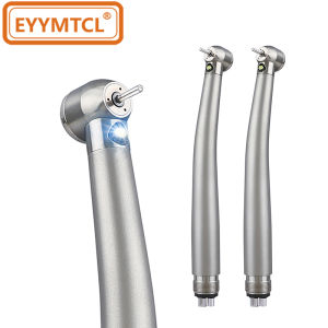 EYY Dental Air Turbine LED Stainless Steel Standard/Torque Head Triple Water Spray Push Button 2/4 Holes High Speed Handpiece