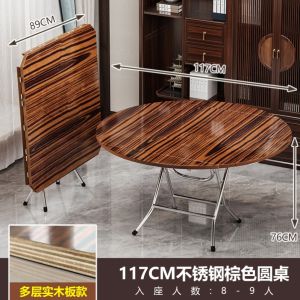 Foldable round Dining Table Simple Old Style Side Table for 6-8 People Home Use Rectangular Table Modern Minimalist Design