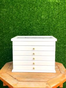 Hộp Kệ Để Trang Sức - Phụ Kiện Nữ Trang 6 Tầng Bằng Gỗ Có Nắp Chống Bụi Họa Tiết Hoa Sang Trọng Cao Cấp