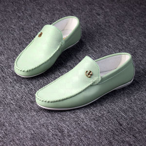 White Gommino Mens Loafers Summer Shoes Mens K-style British Soft Leather Mens Driving Shoes Casual Small Leather Shoes
