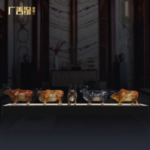 Bronze Cow Decorative Figurine New Chinese Style Office Opening Gift Home Decoration Brass Craft Handmade Desktop Ornament