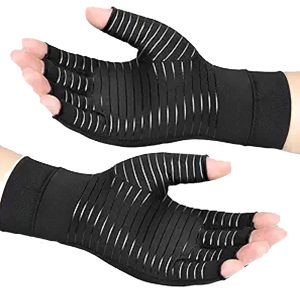 1 คู่ทองแดง Infused การบีบอัดถุงมือข้ออักเสบFingerless Carpal อุโมงค์ถุงมือสําหรับผู้ชายผู้หญิงมือสนับสนุนสายรัดข้อมือกีฬา