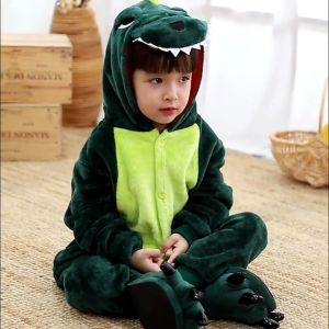 Baju kostum dinosaurus anak Onesie Baju Karakter Kostum Hewan Anak Flanel Onesie kostum dino