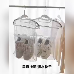 KW Shoe Drying Mesh Bag Hanger Windproof Reusable Sneakers Drying Racks Balcony Drying Bag
