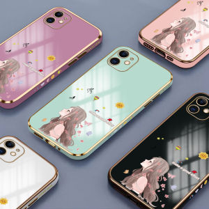 (ฟรีสายคล้อง) สำหรับสาวน่ารักเคส Samsung Galaxy A01 A71 5กรัม J2 Prime J4บวก2018 J4 Prime J6 Prime J6 Plus 2018 J7 PrimeColor ขอบสี่เหลี่ยมการออกแบบลวดลายชุบหรูหราเคสโทรศัพท์นุ่ม