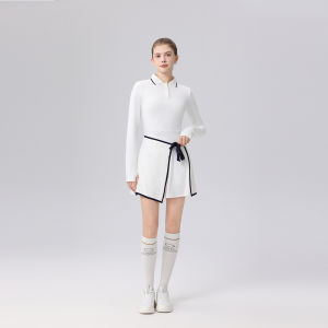 Color-blocked Polo Collar High-stretch with Shorts Womens Tennis Dress