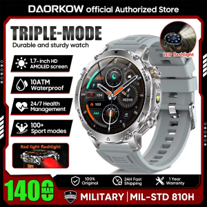 New 1400mAh Smartwatch With SOS Flashing + Alarm Sound Fitness Tracking Health Monitoring Wireless Call Function Flashlight
